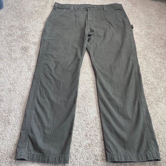 Carhartt Pants Mens 42x31 Brown Relaxed Fit Washed Twill Dungaree Carpenter Work - Picture 2 of 7